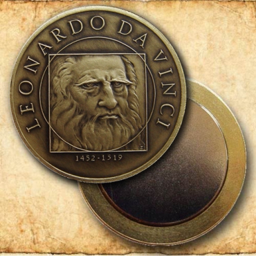 Medal with magnet - Leonardo da Vinci - Patinated