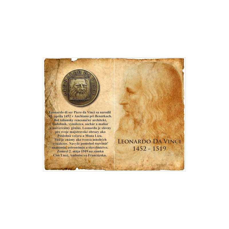 Medal with magnet - Leonardo da Vinci - Patinated
