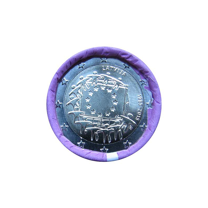 2 Euro Lotyšsko 2015 - Vlajka Európskej únie