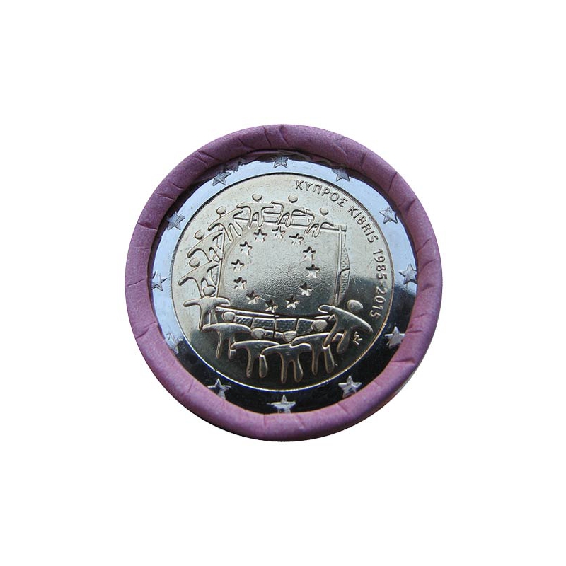 2 Euro Cyprus 2015 - Vlajka Európskej únie