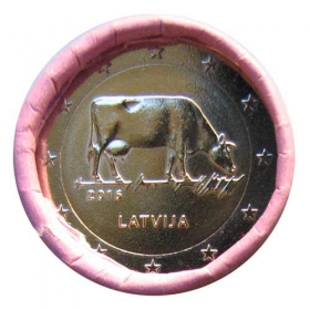 2 Euro Lotyšsko 2016 - Hnedá krava