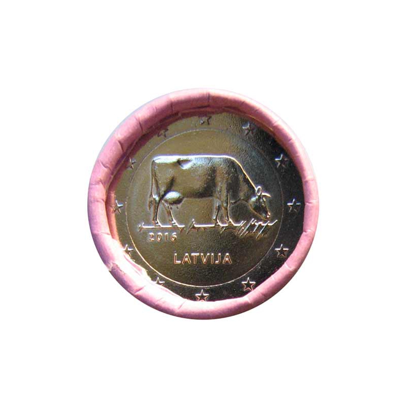 2 Euro Lotyšsko 2016 - Hnedá krava