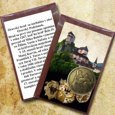Medal with magnet - Orava castle - Patinated
