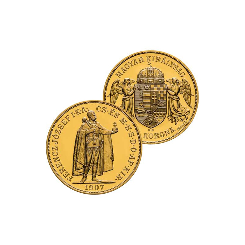 Zlatá 100 Koruna 1907 - František Jozef I. ( označenie KB/BP), replika