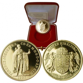 Zlatá 100 Koruna 1907 - František Jozef I. ( označenie KB/BP)