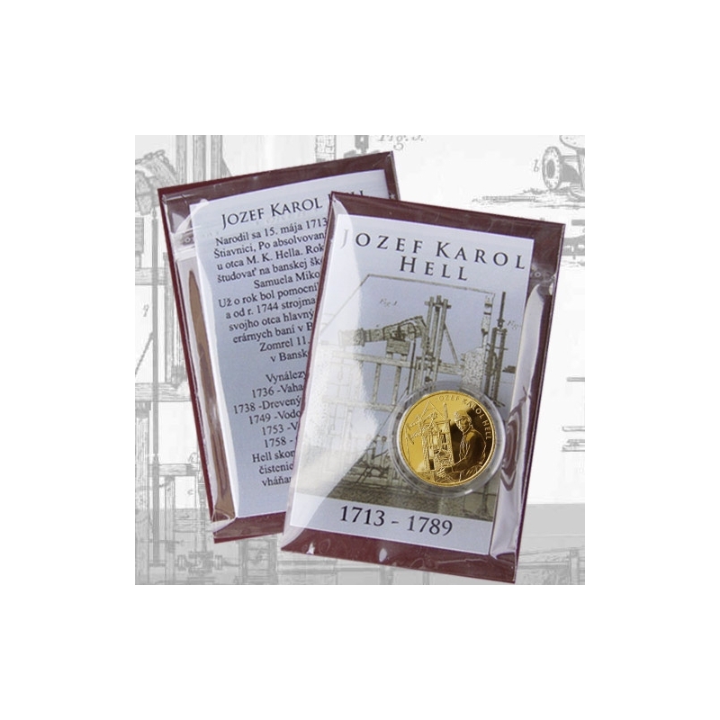 Small medal with card Jozef Karol Hell - Shiny