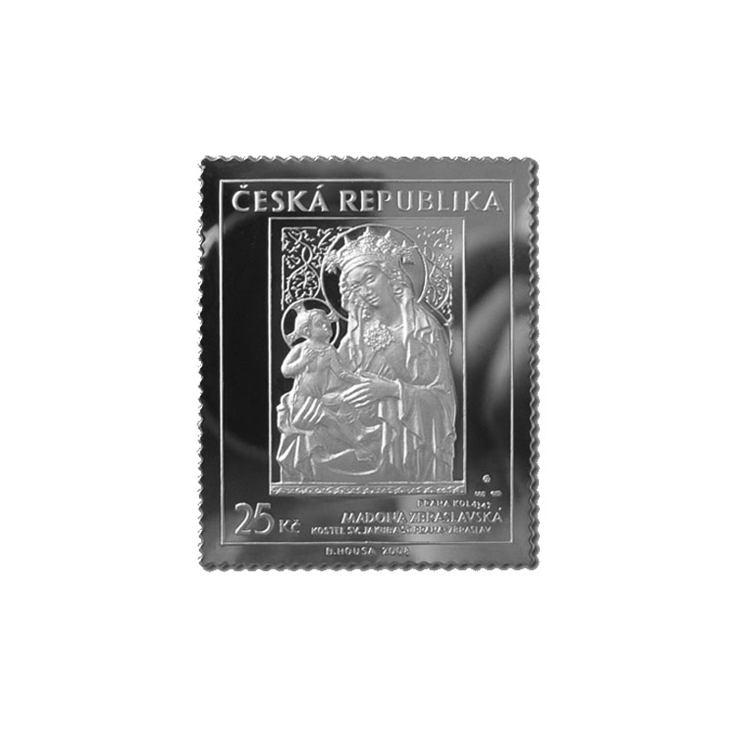 Strieborná plaketa poštovej známky - Madona Zbraslavská