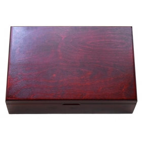 Drevený kufrík na uloženie plát na zberateľské mince - mahagón