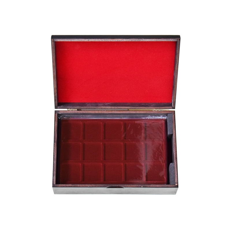 Drevený kufrík na uloženie plát na zberateľské mince - Eben