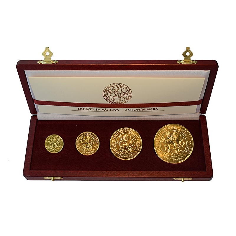 Československé dukáty z roku 1923 medailéra Antonína Máru, súťažný návrh