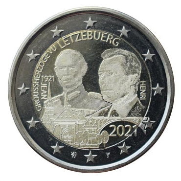 2 Euro Luxembursko 2021 - Veľkovojvoda Jean (fotografia)