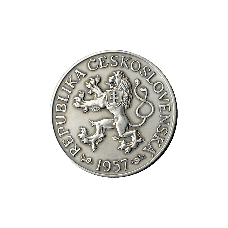 silver replica 1 CZK from 1957, patinated