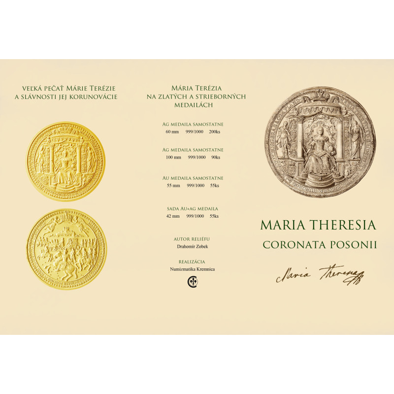 Historical Great Seal of Maria Theresa, Au+Ag set