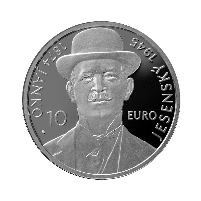 Strieborná 10 Euro minca Slovensko 2024 - Výročie narodenia Janka Jesenského, Proof kvalita