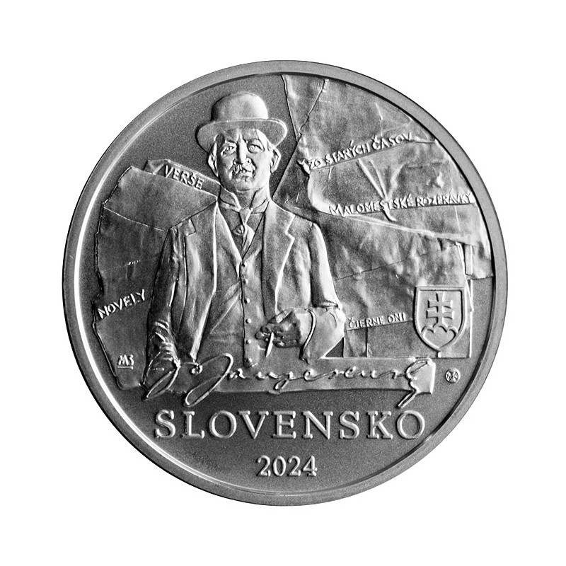 Strieborná 10 Euro minca Slovensko 2024 - Výročie narodenia Janka Jesenského, Bežná kvalita.
