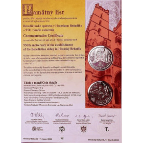 Commemorative letter + 10 Euro Slovakia 2025 - Hronský Beňadik, Proof