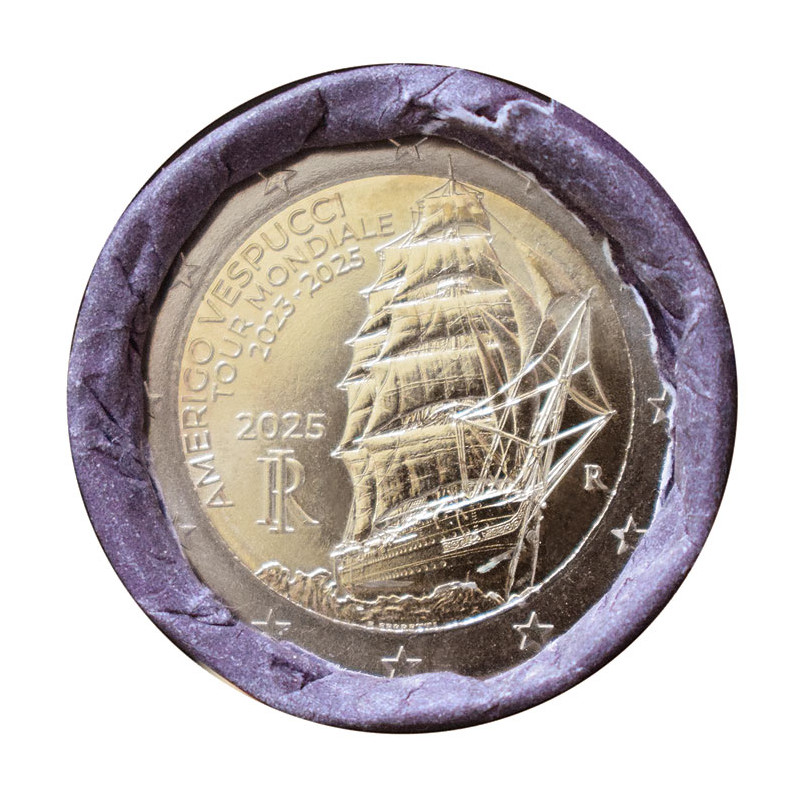 2 Euro Taliansko 2025 - plachetnica Amerigo Vespucci