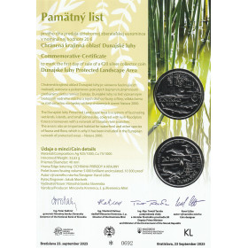 Pamätný list + 20 Euro Slovensko 2025 - Oblasť Dunajské luhy, Proof