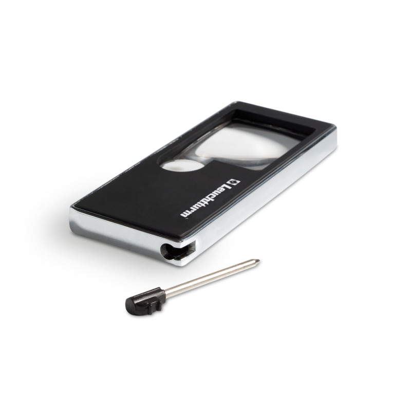 Pocket magnifier with LED light (2.5x and 10x magnification)