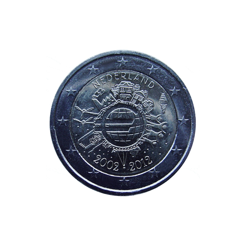 2 Euro Holandsko 2012 - 10 rokov euromeny