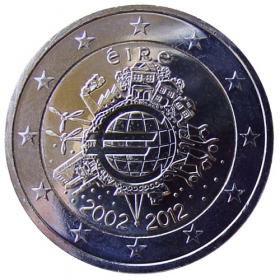 2 Euro / 2012 - Ireland - 10 years of Euro currency