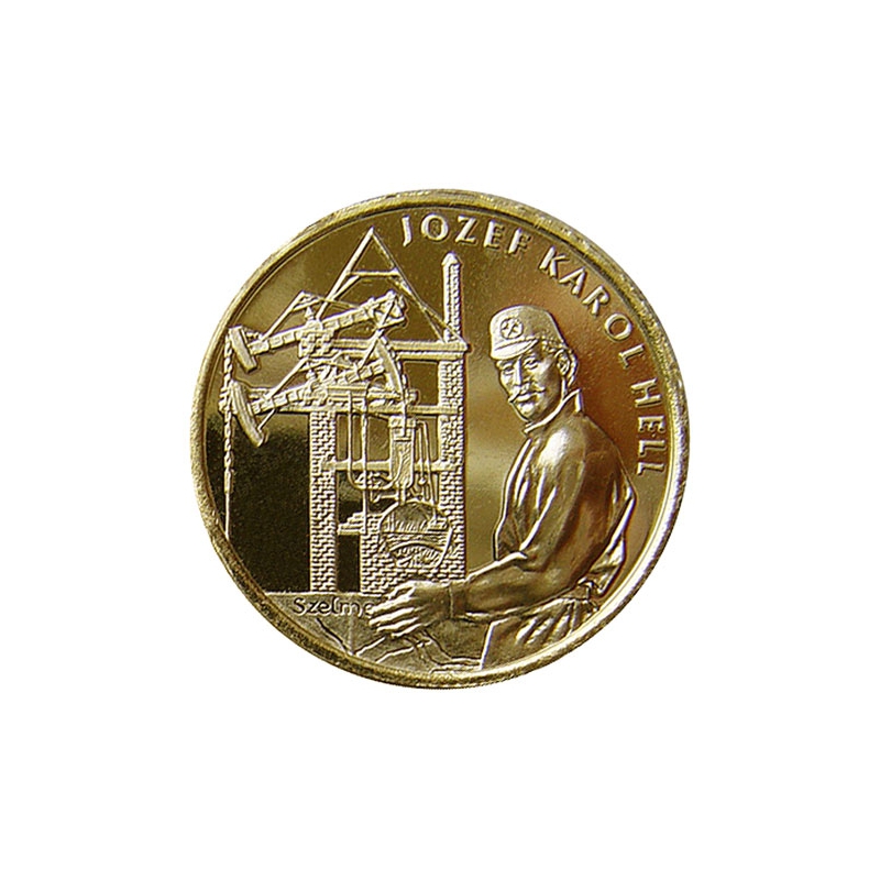 Small medal with card Jozef Karol Hell - Shiny